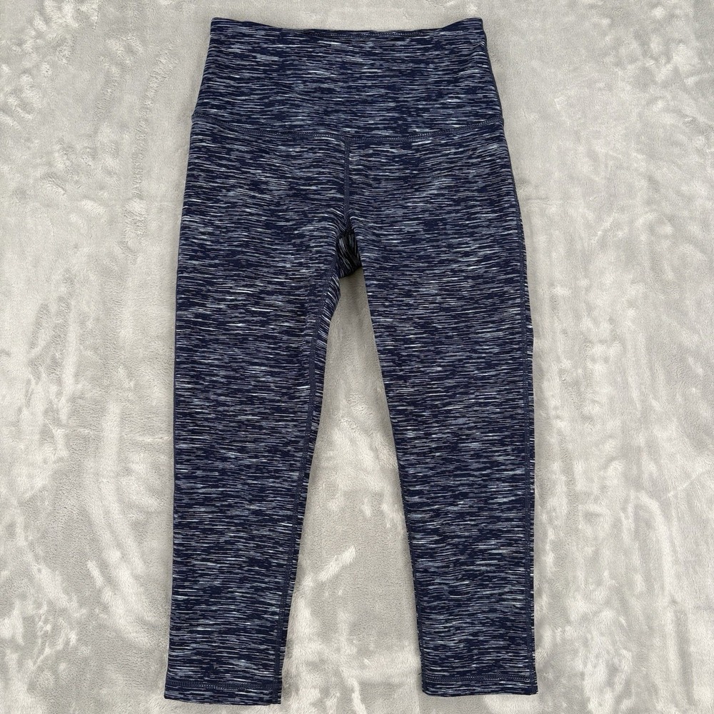 Zella Blue Cropped Leggings‎ High Rise Stretch Heathered Athletic Size S